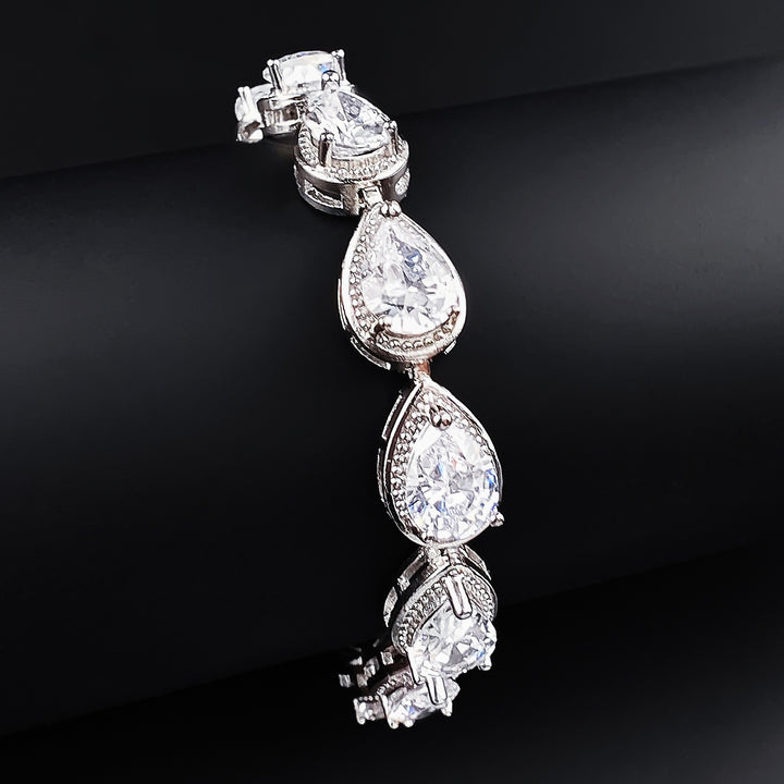 Pear Shine Starburst Sterling Silver Multi-Color Pear-Cut Gemstone Bracelet