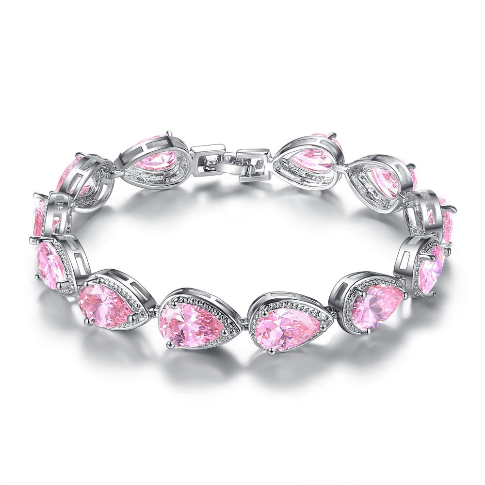 Pear Shine Starburst Sterling Silver Multi-Color Pear-Cut Gemstone Bracelet