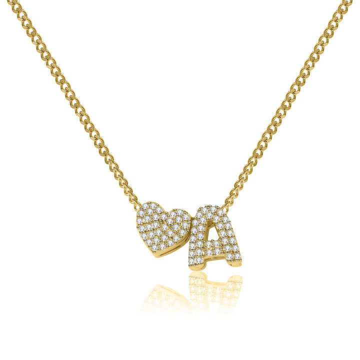 26 Letters Optional Heart Diamond-Encrusted Necklace