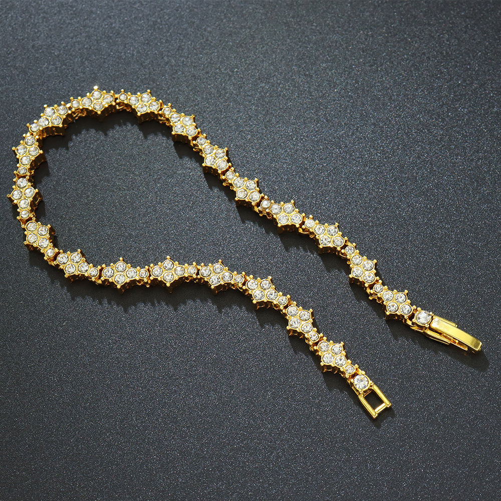 Two-Tone (Gold & Silver) Full Pavé-Set Starburst Bracelet