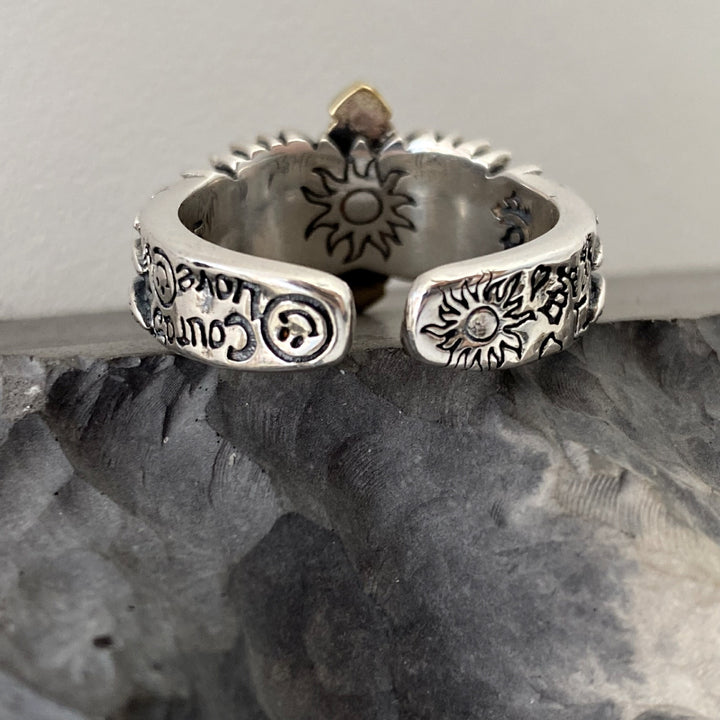 Vintage style cross winged open ring