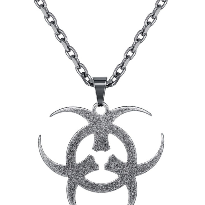 Personalized Biohazard Symbol Necklace - Silver/Retro Silver Two-Color Men's Dark-Style Accessory