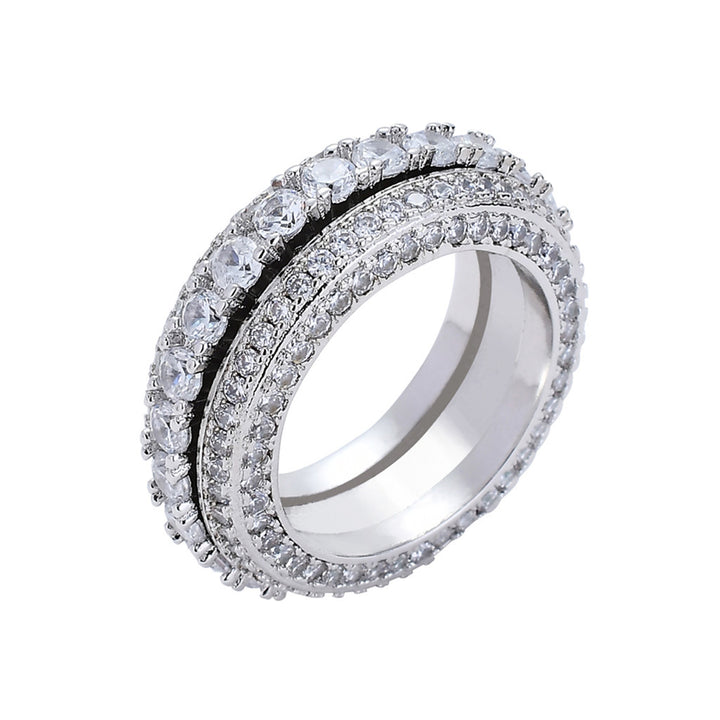 Luxurious Multi-Layer Diamond-Embedded Ring (Gold/Silver Version)