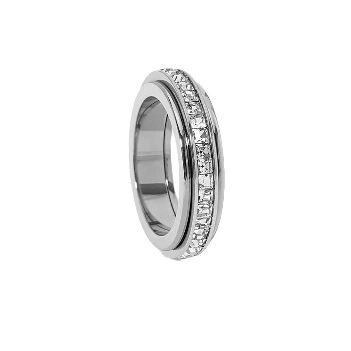 Starry Sky Spinnable Anxiety Relief Ring 18K Gold-Plated/Titanium Steel Full-Diamond Band