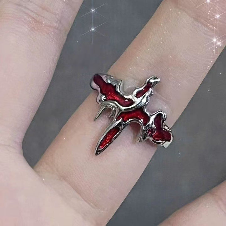 Gothic Dark Red & Black Open Ring - Multi-Style (Thorn/Butterfly/Star) Statement Band