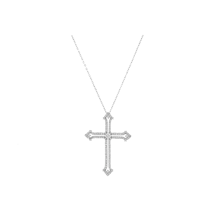 Light luxury full diamond cross pendant necklace