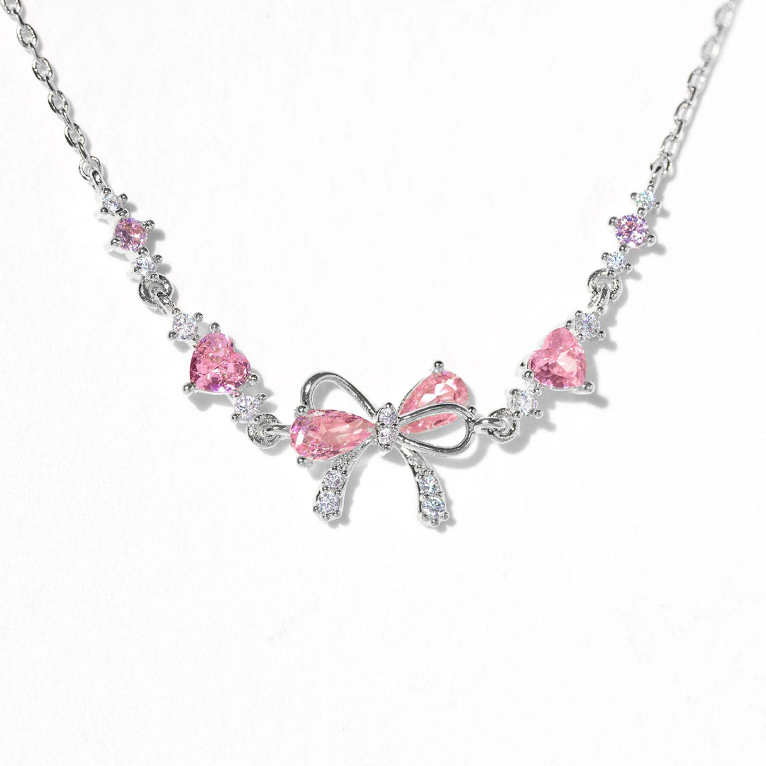 Girlish Diamond-Inlaid Light Luxury Bowknot Pink Diamond Bracelet