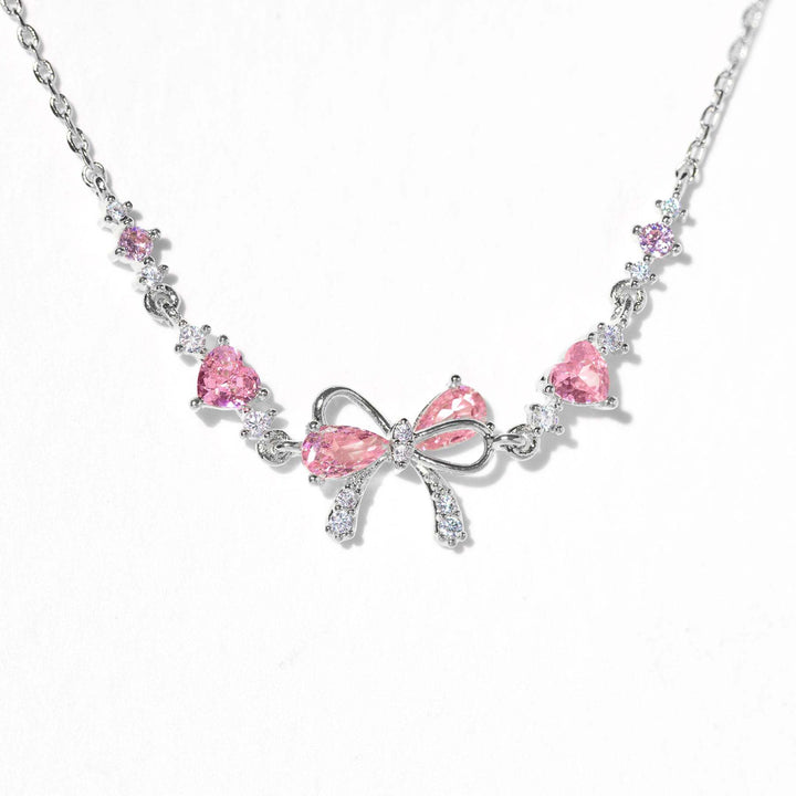 Girlish Diamond-Inlaid Light Luxury Bowknot Pink Diamond Bracelet