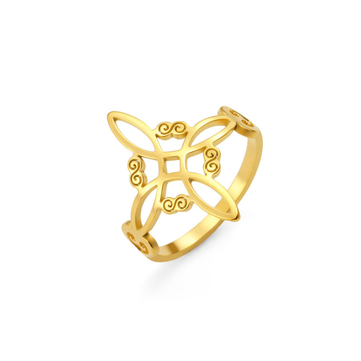 Light Luxury Hollow Cloud Clover Ring - S925 Silver Plated Gold/Silver Dual-Color Optional European & American Niche Delicate Women's Band