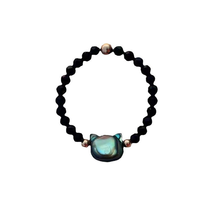 Cute Cat Face Pearl Beaded Ring - Color Crystal Niche Sweet-Cool Band European