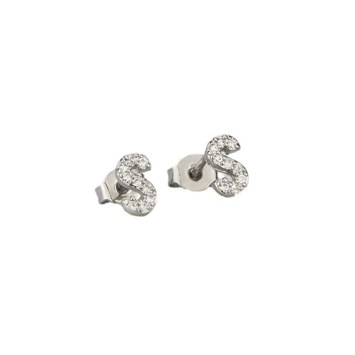 18K Gold 26-Letter Full-Diamond Earrings
