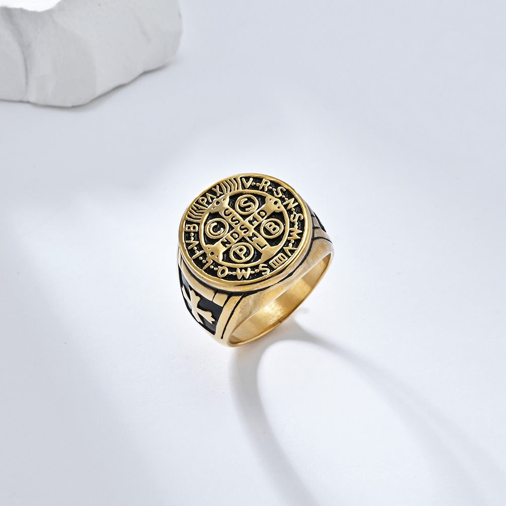 18K Gold/Silver Vintage Totem Light Luxury Niche Band