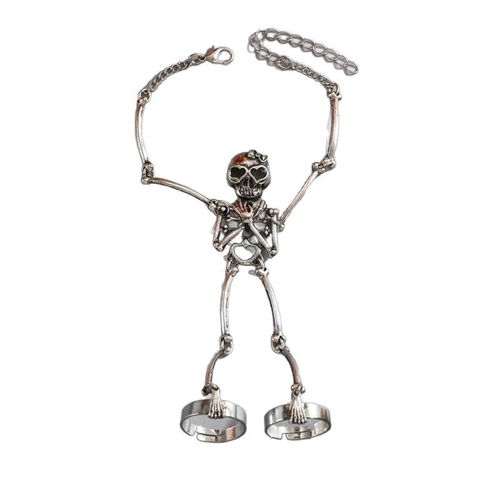 Dark Style Skeleton Connected Bracelet Ring