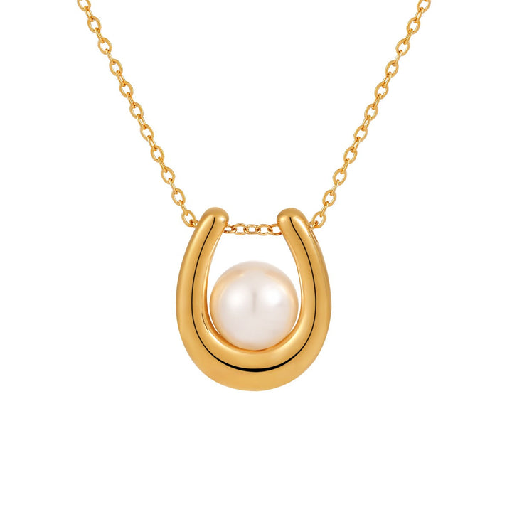 18K Gold Horseshoe Pearl Necklace - Light Luxury Niche Choker