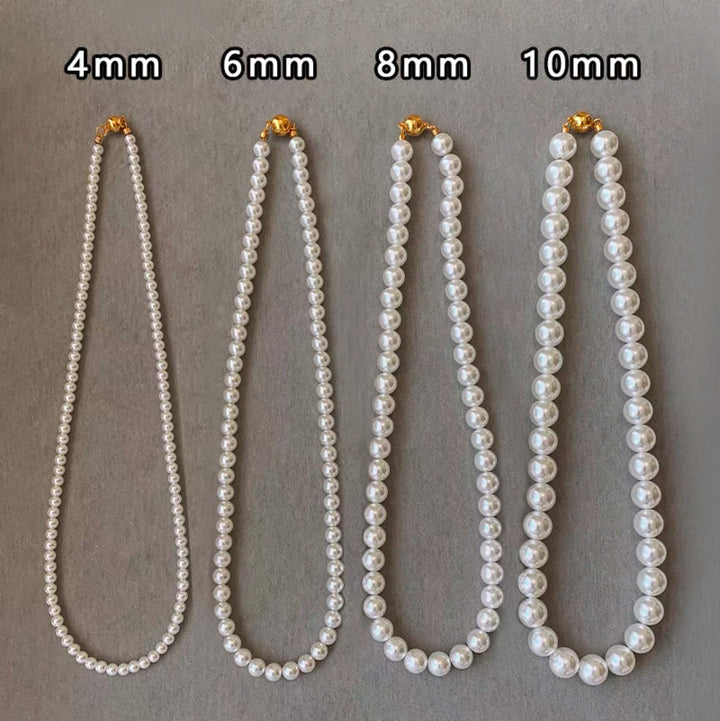 18K Gold Multi-Size Full Pearl Clasp Freshwater Pearl Choker