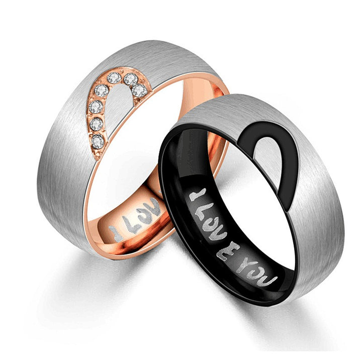 18k Gold Light Luxury Niche Two-Tone Diamond-Studded Hidden Engraving Couple Rings