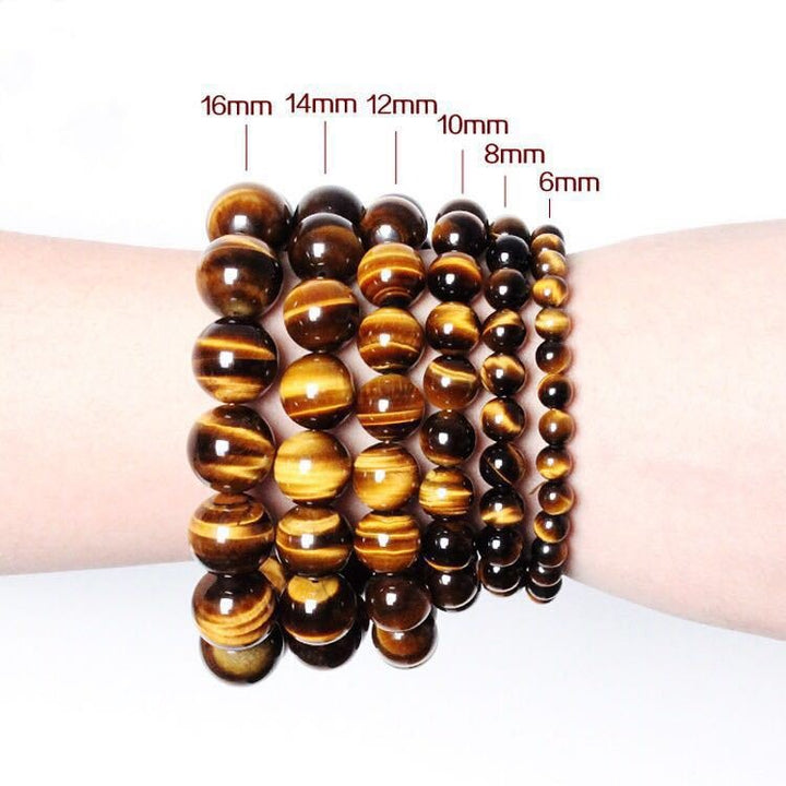 Multi-Size Natural Tiger's Eye Bracelet - Wealth-Attracting Protection Energy Beaded Bracelet