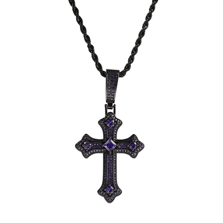 Multi-Color Gem Cross Necklace