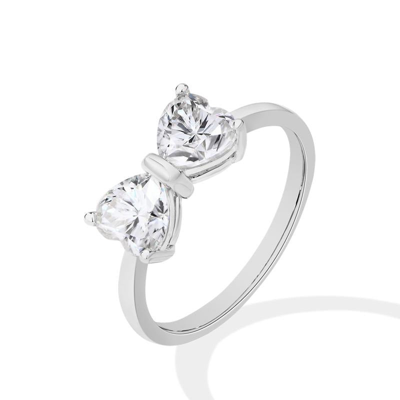 18K Gold / 18K White Gold Double Stone Bow Ring Minimal & Elegant Fine Jewelry Design