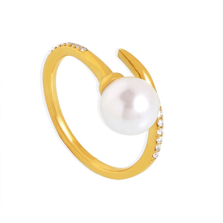 Elegant Pearl Open Ring | Minimalist Gold Design with Timeless Charm