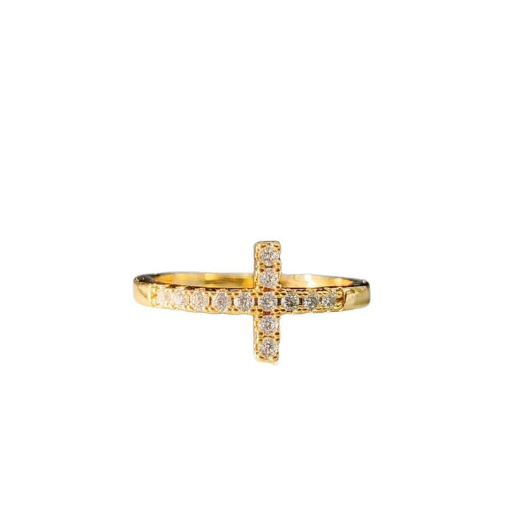 Gold Cross Ring Set - Plain & Diamond-Encrusted Religious Rings for Women, Minimalist Faith Jewelry