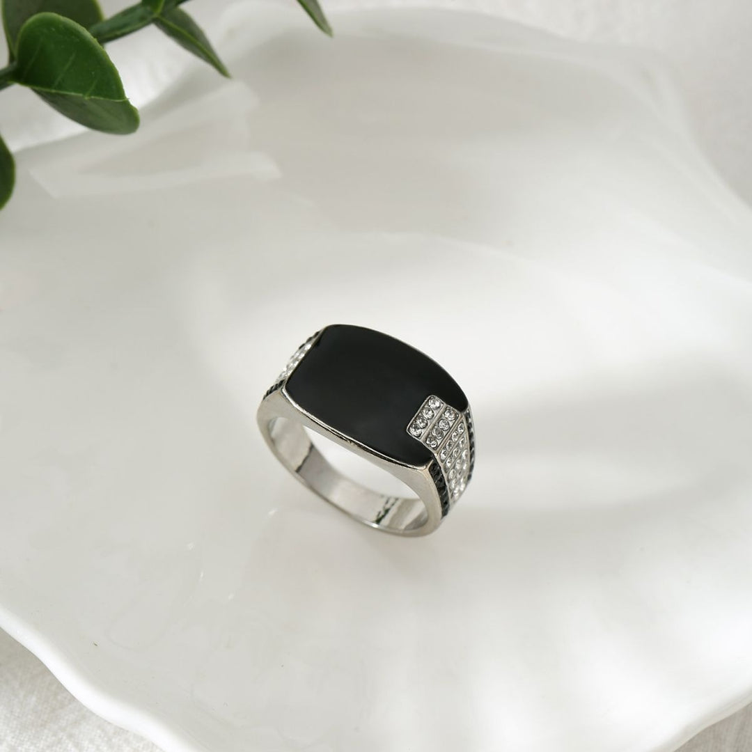 18K Gold Black Onyx Signet Ring | Classic Geometric Men's Ring