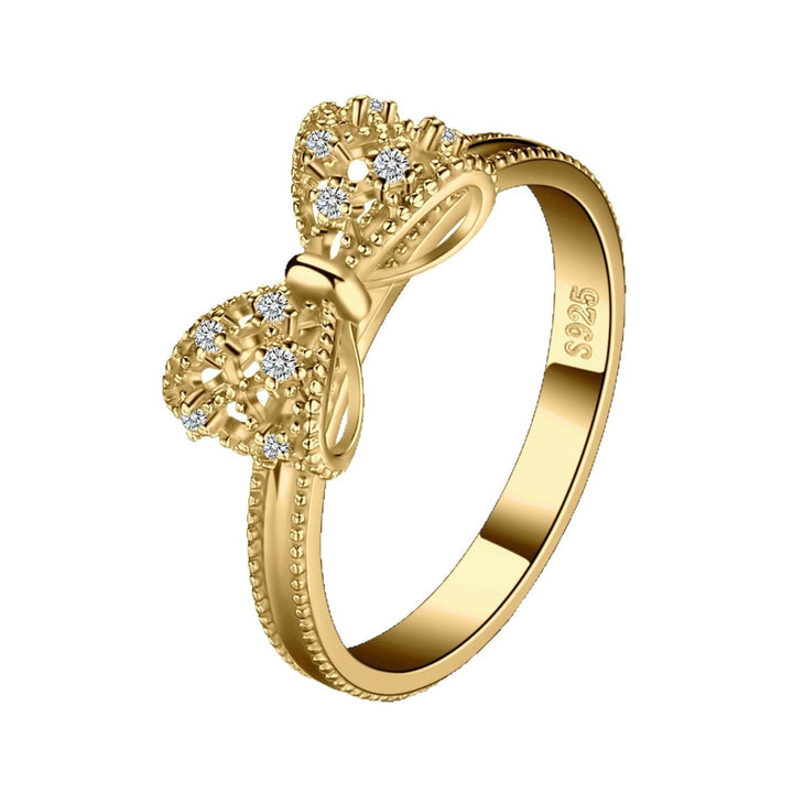 S925 Sterling Silver Bow Ring | Sparkling Pavé Design · 3 Colors Available