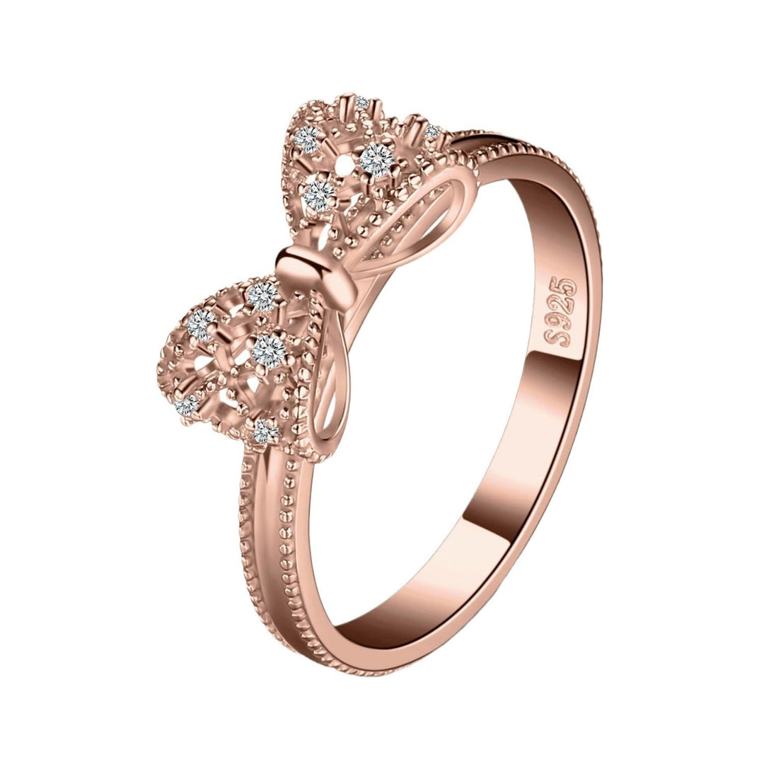 S925 Sterling Silver Bow Ring | Sparkling Pavé Design · 3 Colors Available