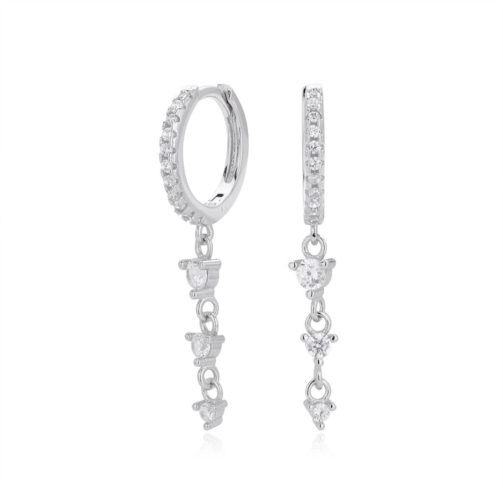 Sterling Silver Minimalist Long Diamond Drop Earrings (2 PCS)