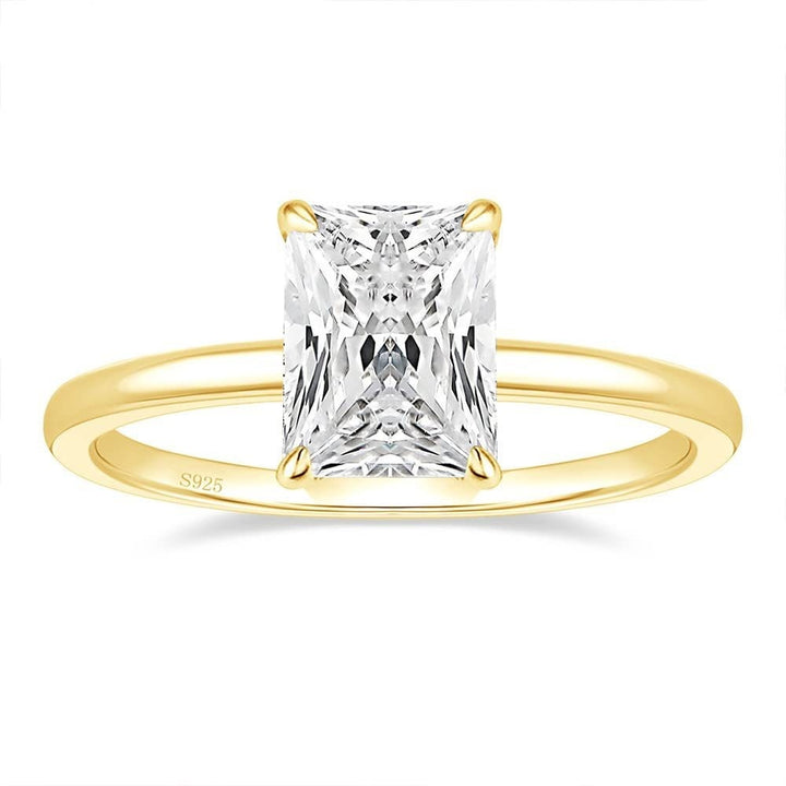 Light Luxury Square Center Stone Ring - Gold/Silver Two-Color Women's Engagement Diamond Ring