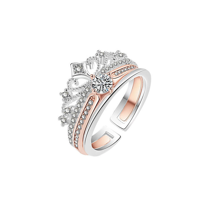 Light Luxury Crown Stackable Open Ring - Multi-Style Women's Diamond Ring