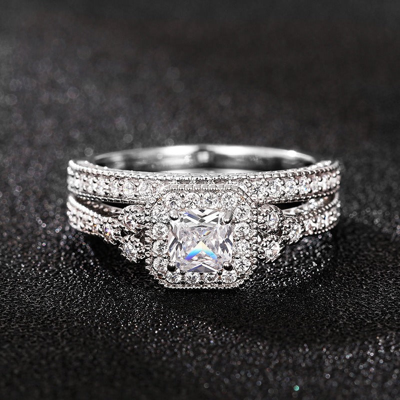 Luxe Diamond Duo Three-Tone Paved Ring Set