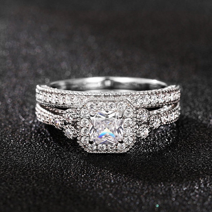 Luxe Diamond Duo Three-Tone Paved Ring Set