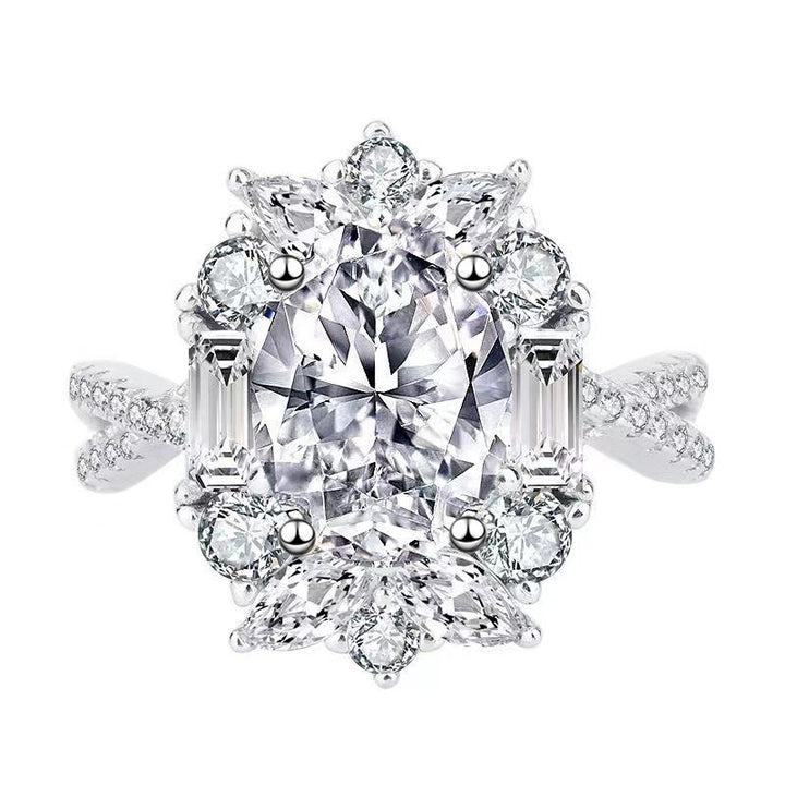 S925 Sterling Silver Paved Halo Open Ring｜Dazzling Luxury for Your Fingertips