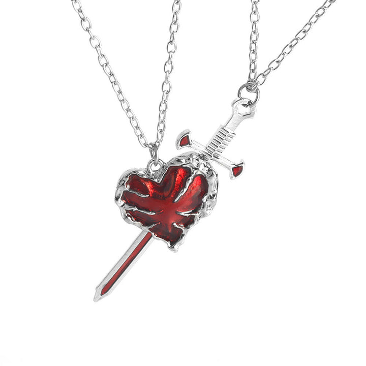 Dark-Style Sword-Through-Heart Niche Necklace