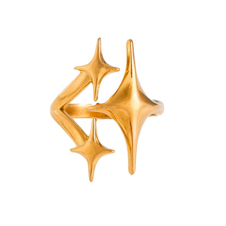 Gold/Silver Two-Color Fashion Band 3D Starburst Ring