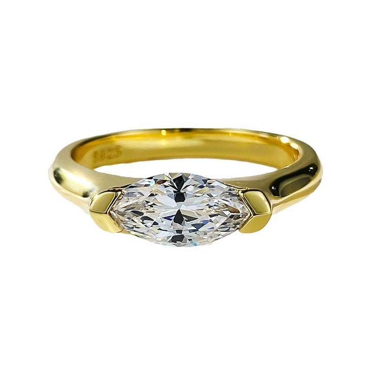 “Enduring Brilliance” Marquise-Cut Minimalist Ring | Gold / Platinum Tone
