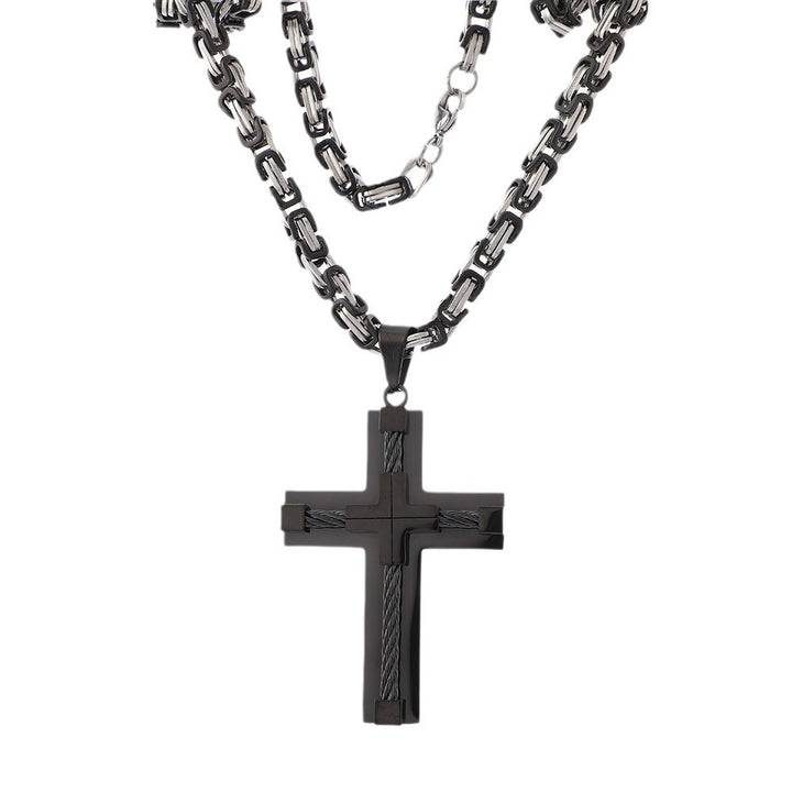 Multi-Color Braided Texture Cross Necklace - Unisex Trendy Religious Style Accessory