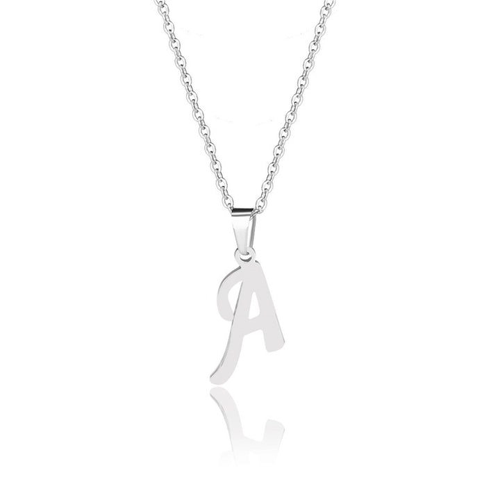 26 Letters Optional Minimalist Silver Necklace - Unisex Personalized Custom Initial Name Accessory