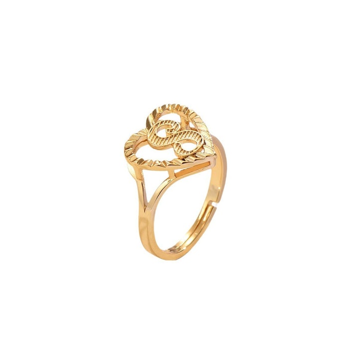 26 Letters Optional Heart Hollow Ring - Gold & Silver Two-Color Women's Light Luxury Personalized Letter Accessory