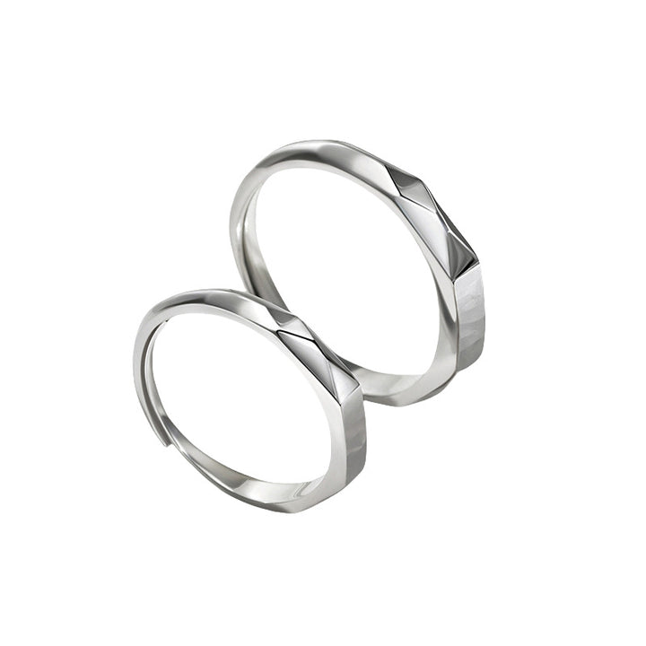 Light Projection Silver Couple Rings
