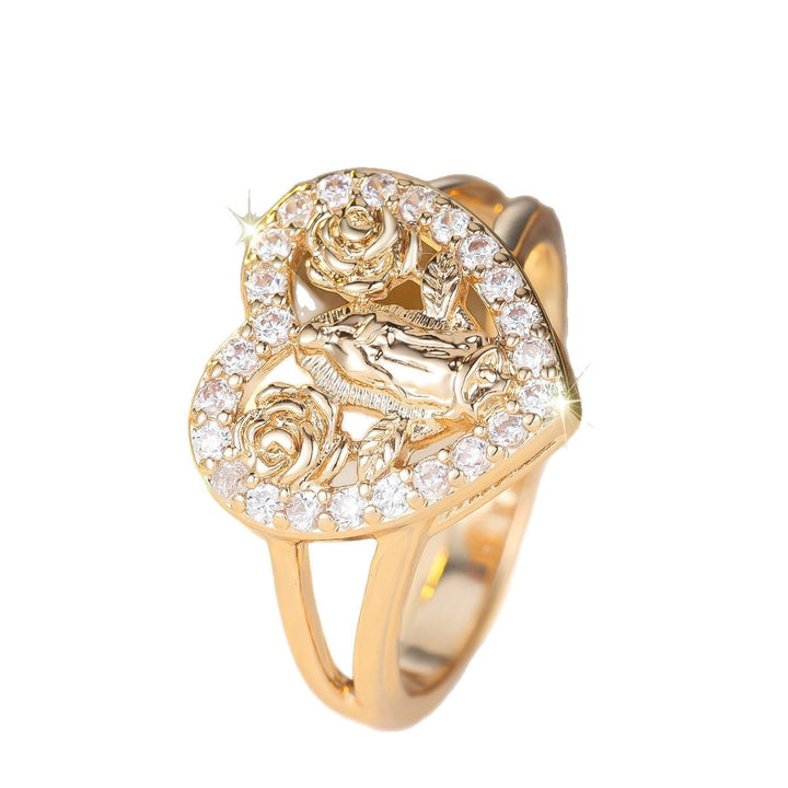 Gilded Madonna Grace 18K Gold Virgin Mary Relief Ring Sacred Tenderness for Your Fingertips