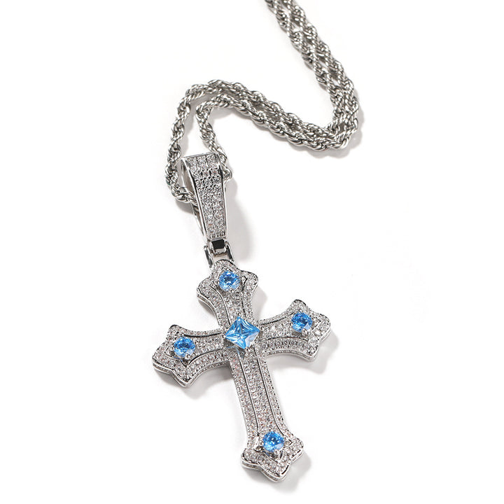 Multi-Color Gem Cross Necklace