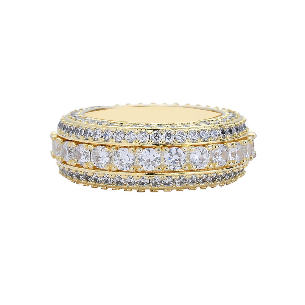 Luxurious Multi-Layer Diamond-Embedded Ring (Gold/Silver Version)