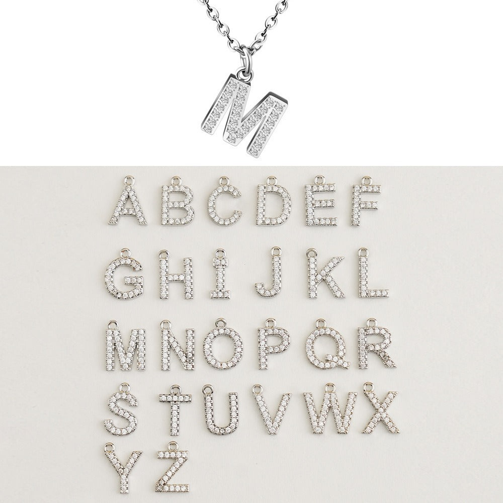 26 Letters Optional Diamond-Encrusted Necklace - Multi-Color Light Luxury Women's Personalized Initial Pendant Accessory