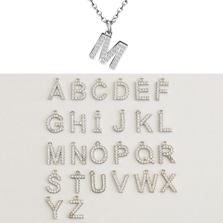 26 Letters Optional Diamond-Encrusted Necklace - Multi-Color Light Luxury Women's Personalized Initial Pendant Accessory