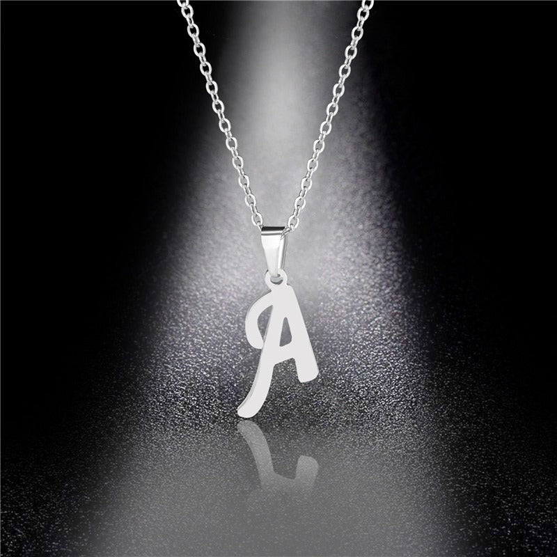 26 Letters Optional Minimalist Silver Necklace - Unisex Personalized Custom Initial Name Accessory