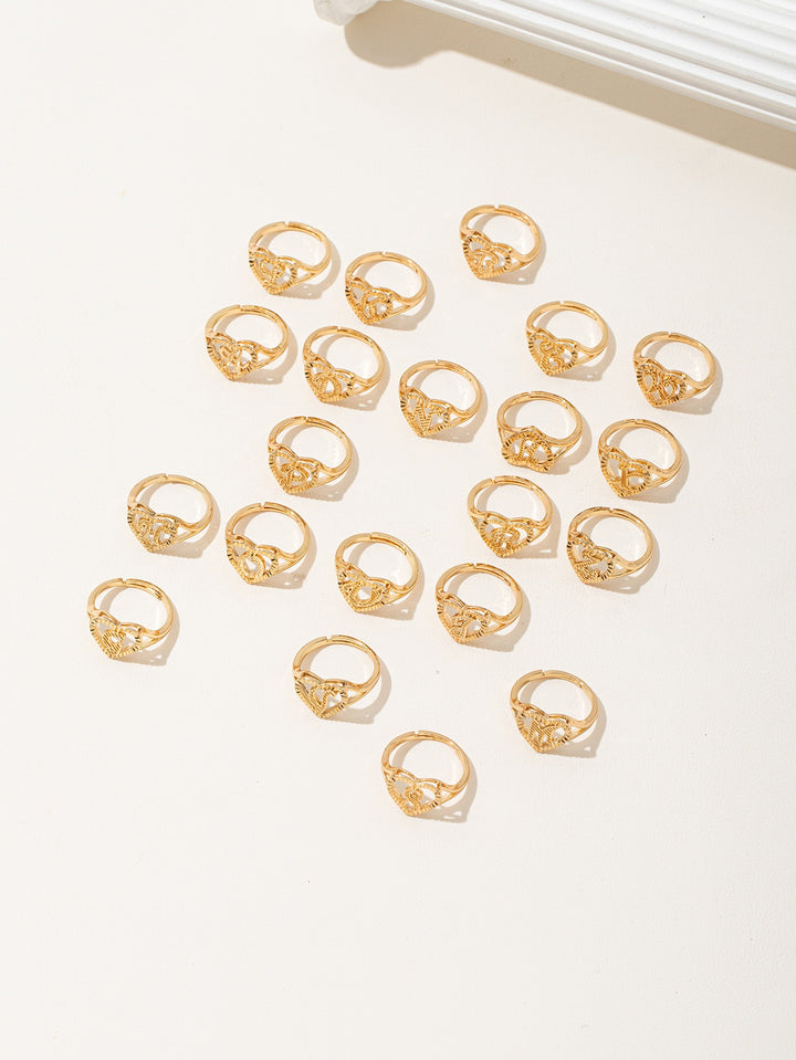 26 Letters Optional Heart Hollow Ring - Gold & Silver Two-Color Women's Light Luxury Personalized Letter Accessory
