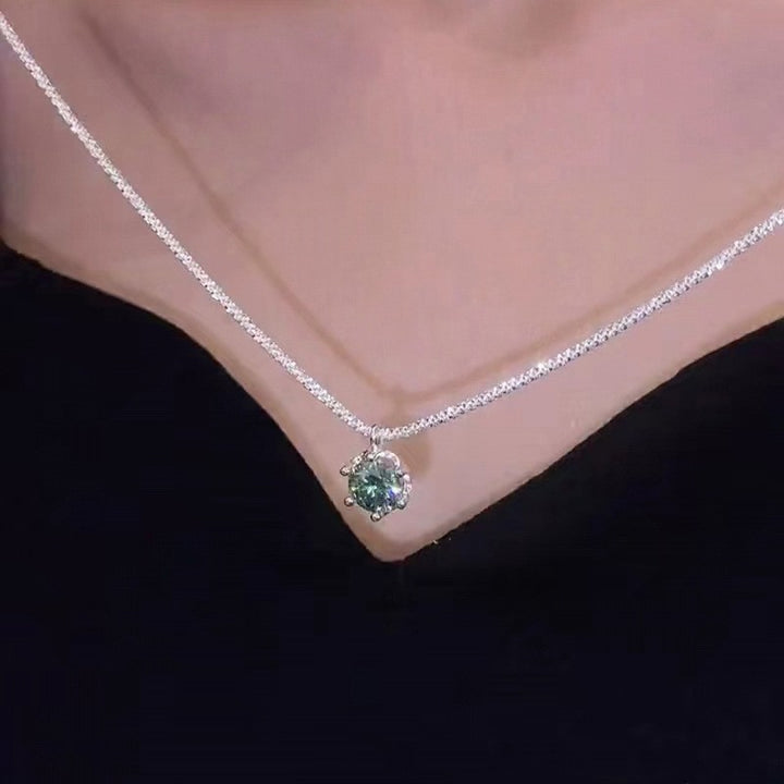 Very simple imitation diamond thin chain necklace