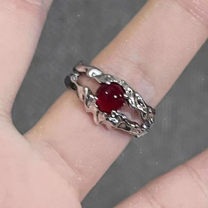 Gothic Dark Red & Black Open Ring - Multi-Style (Thorn/Butterfly/Star) Statement Band